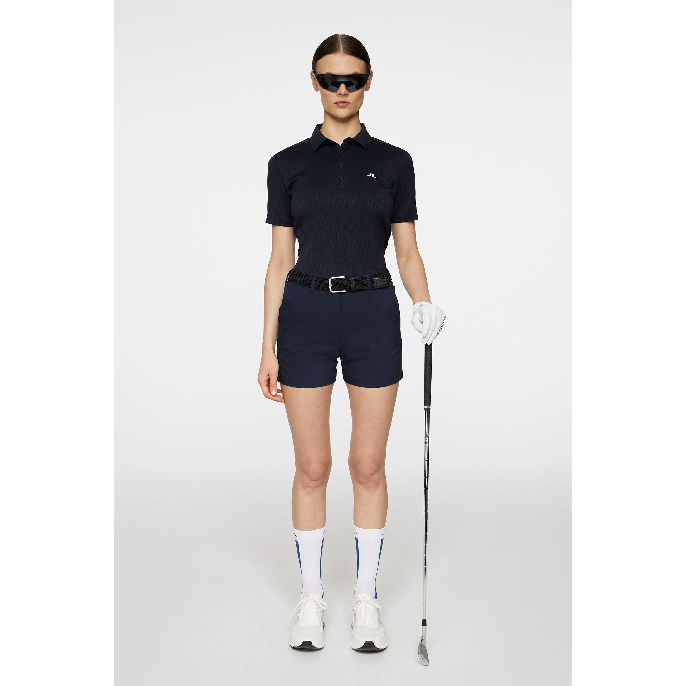 J.Lindeberg Women's Izara Golf Polo Shirt - JL Navy Relaxed Blouse
