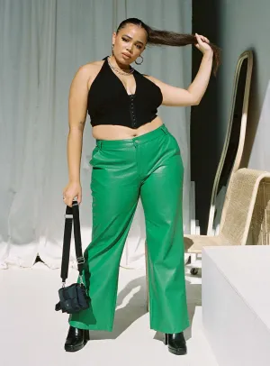 Breathable Layer Fit Ashlea PU Pants Green Curve