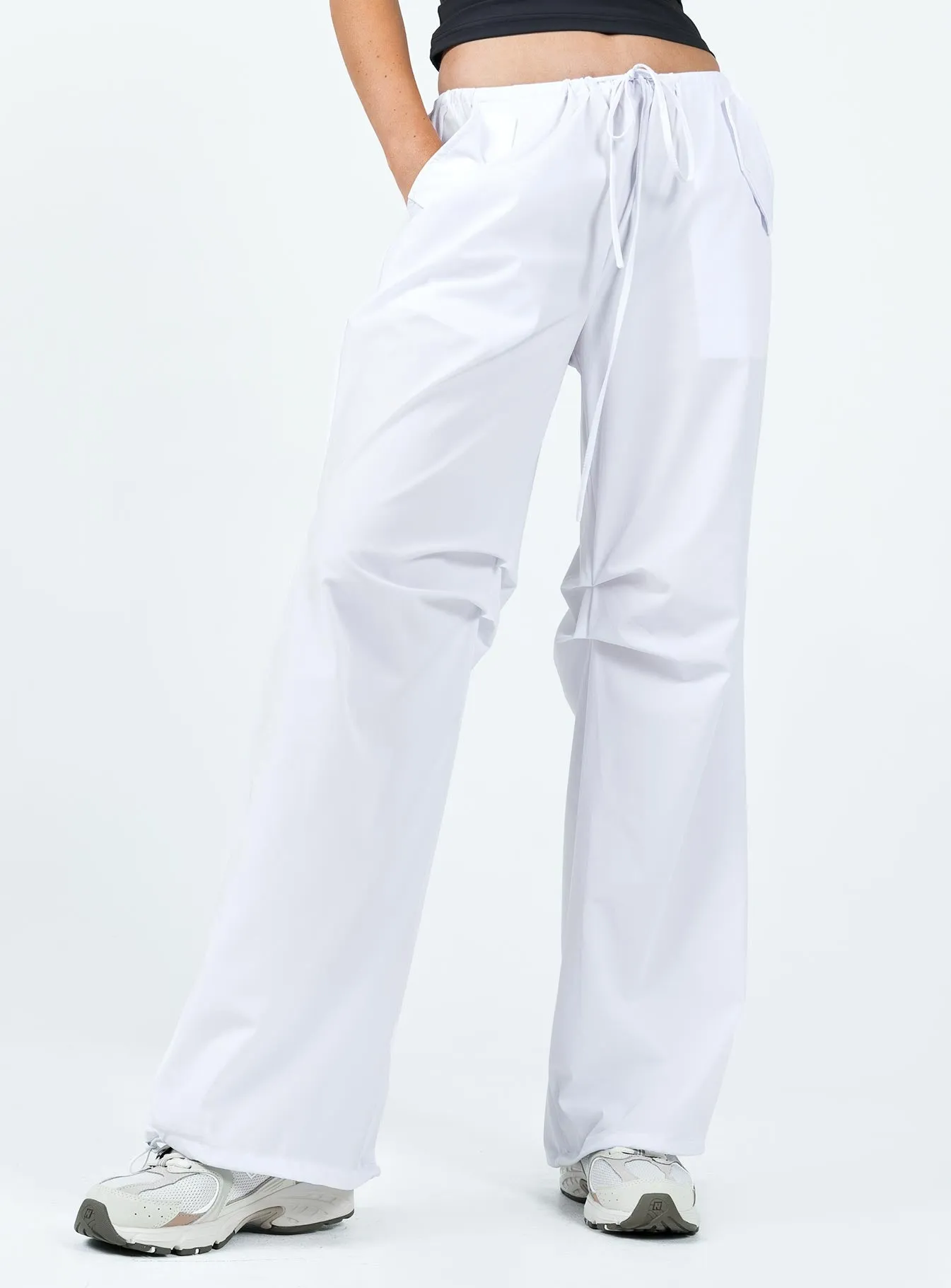 Snow Parachute Pants White AntiSlipWaistband Adventure Ready