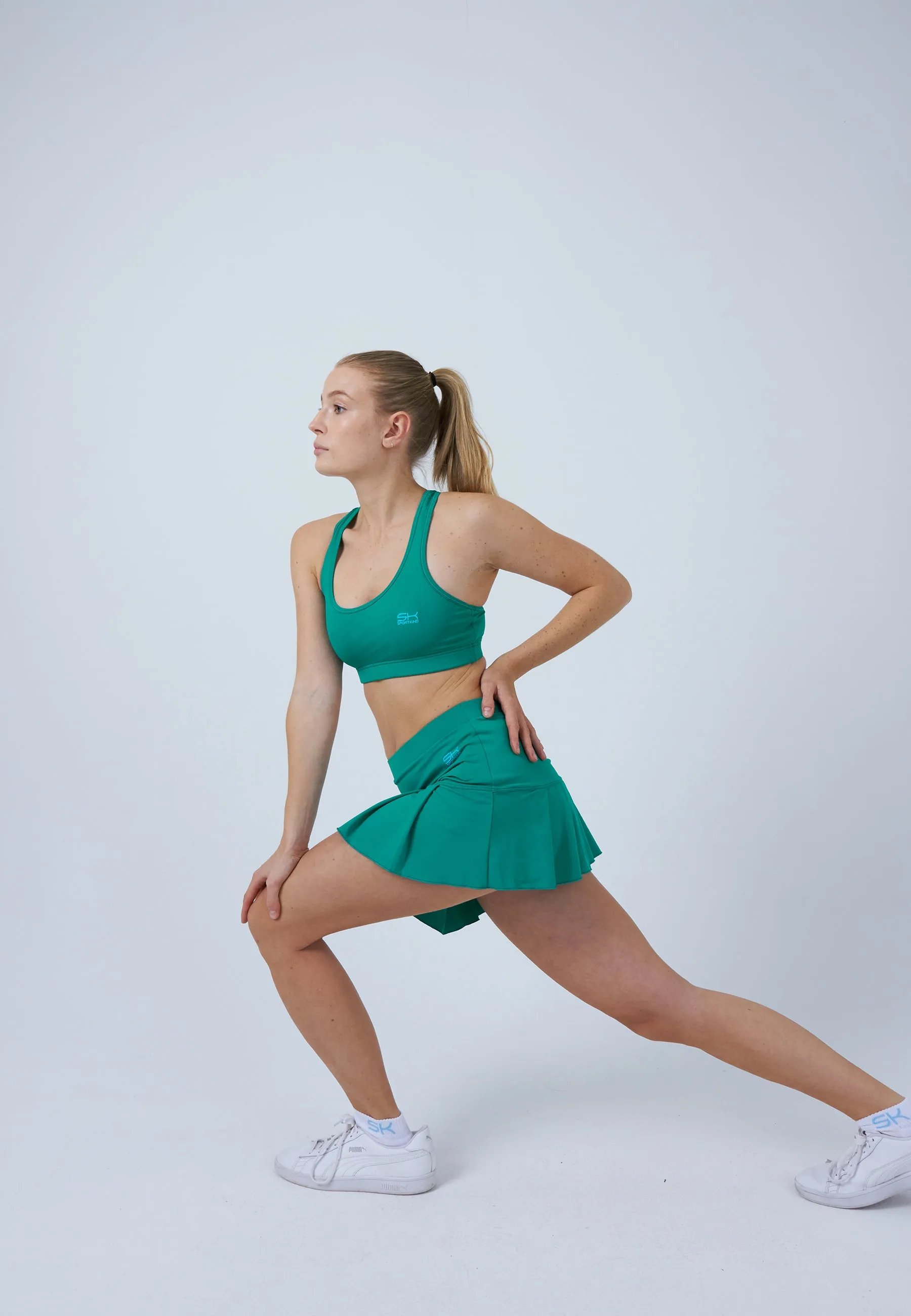Cotton Rich Pleated Tennis Skort, emerald green
