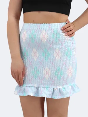Sharp Look Women's Printed Skirt,Blue