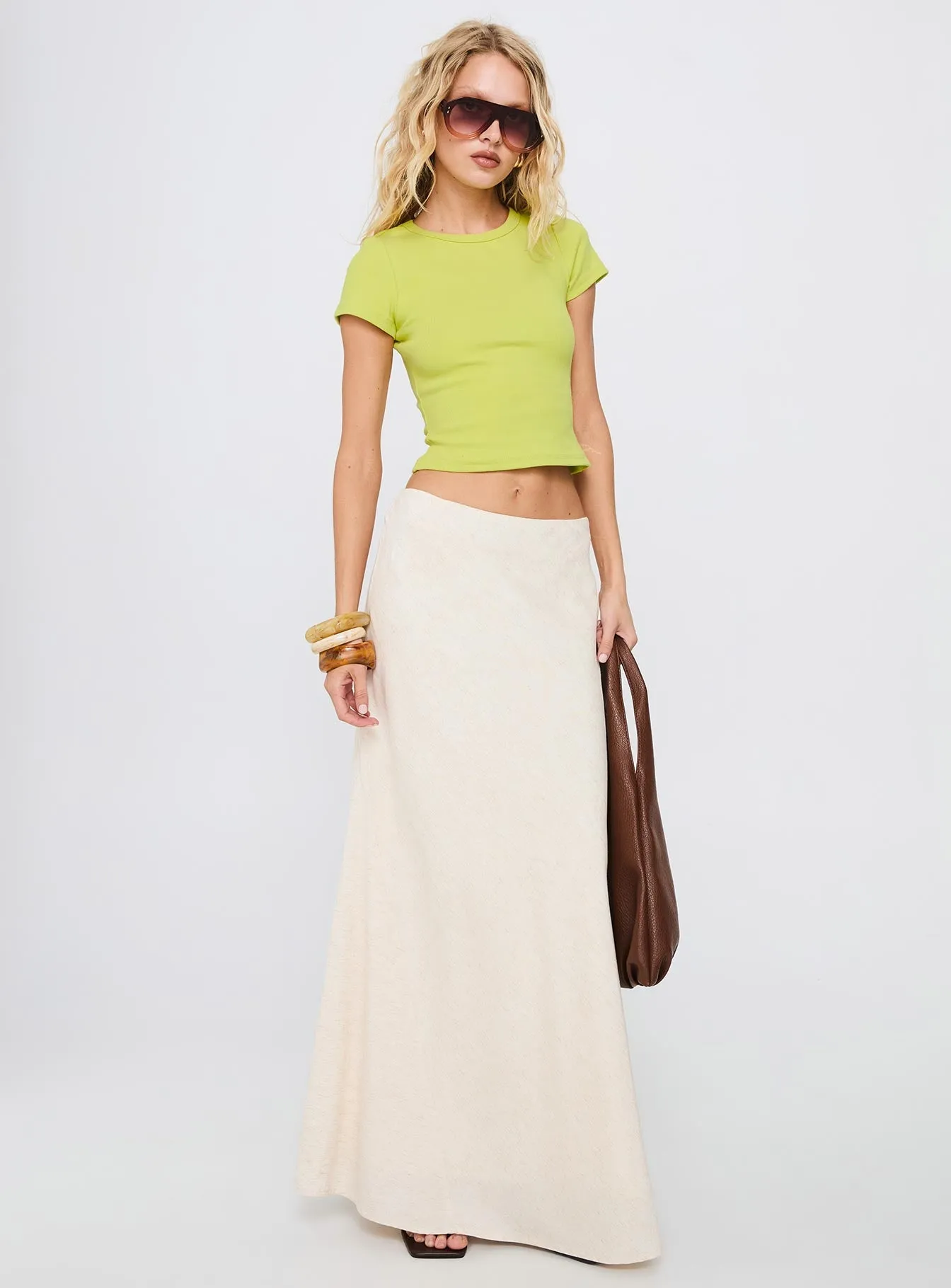 Spandex Enhanced Elasticity Baseline Scoop Rib Tee Green