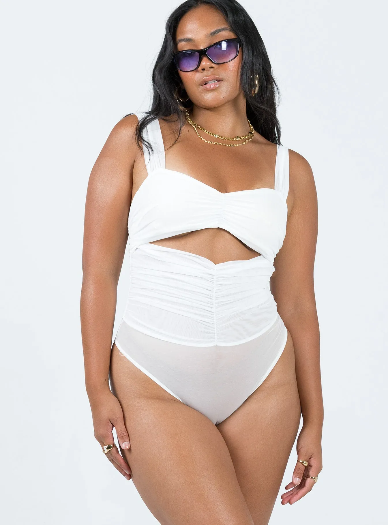 couture bodysuit romantic bodysuit Kalmia Bodysuit White