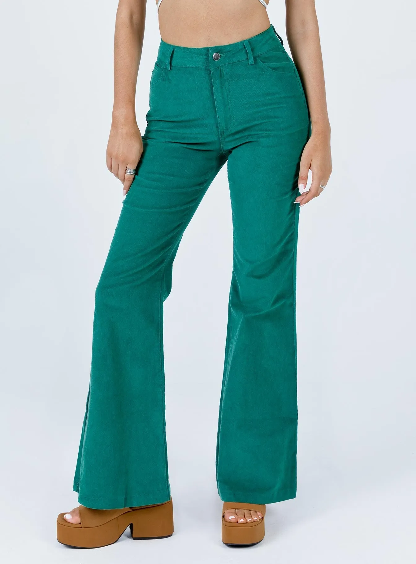 Nadia Pants Green Easy Motion Polyester fabric