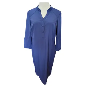 NEW Zenergy 3 Snap V-neck w/Mock Collar 3/4 Sleeve Navy Dress Size M MSP$99 Subtle pattern Comfortable Layer
