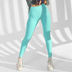 Plain Sportive Stretch Leggings-Mint Green Cool Vest