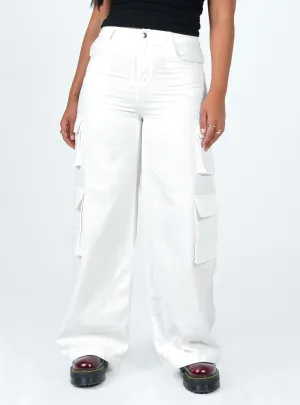 Alexis Cargo Pants White Breathable Wear Fit Urban Look