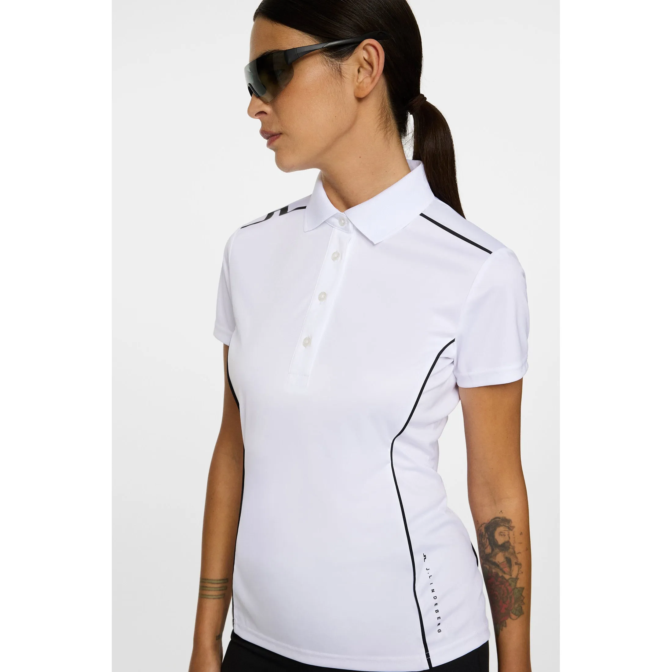 J.Lindeberg Women's Leyla Golf Polo Shirt - White Fire Glow