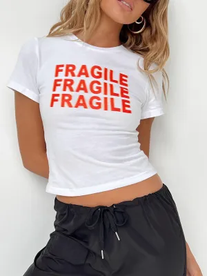 JGR & STN Fragile Baby Tee White Seasonal Must-Have Taped Neckline