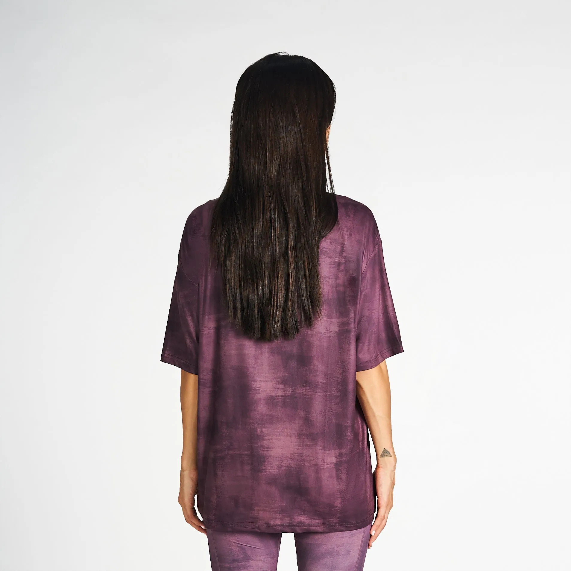 print design Daily Style Printed Oversized Drop Shoulder Tee - Chocolate
