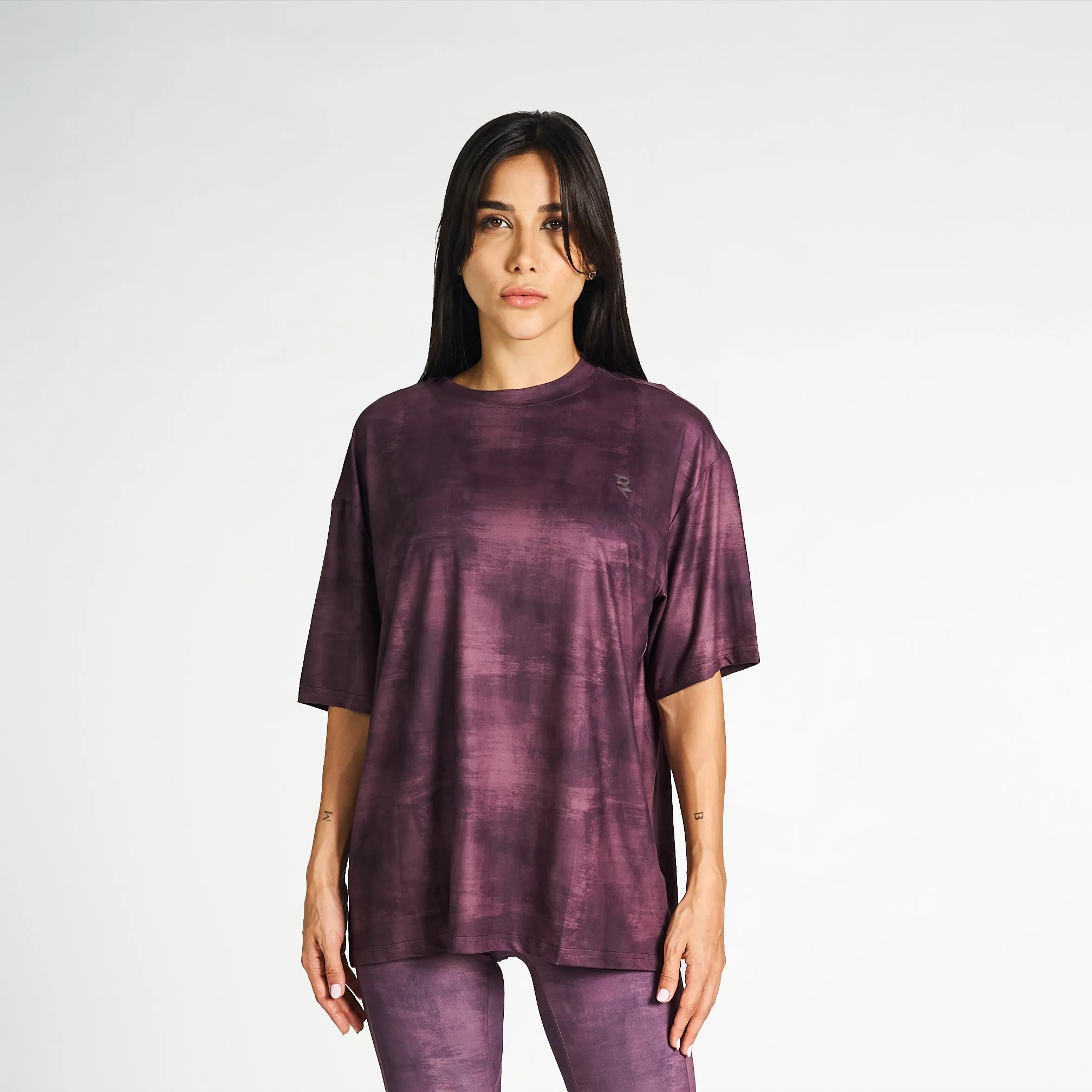 Printed Oversized Drop Shoulder Tee - Chocolate Effortless Comfort Design