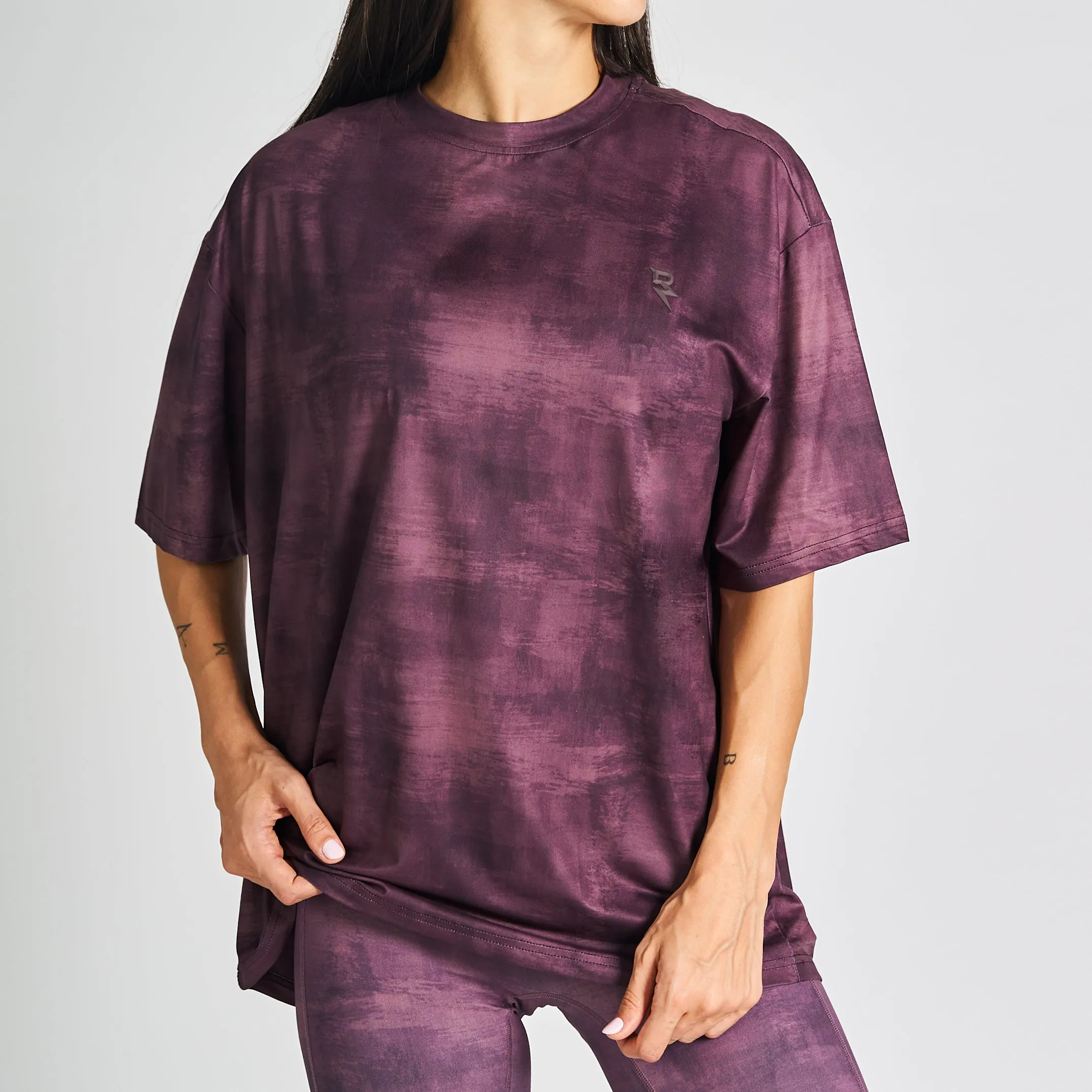Printed Oversized Drop Shoulder Tee - Chocolate Seasonal Comfort Style Slim Silhouette