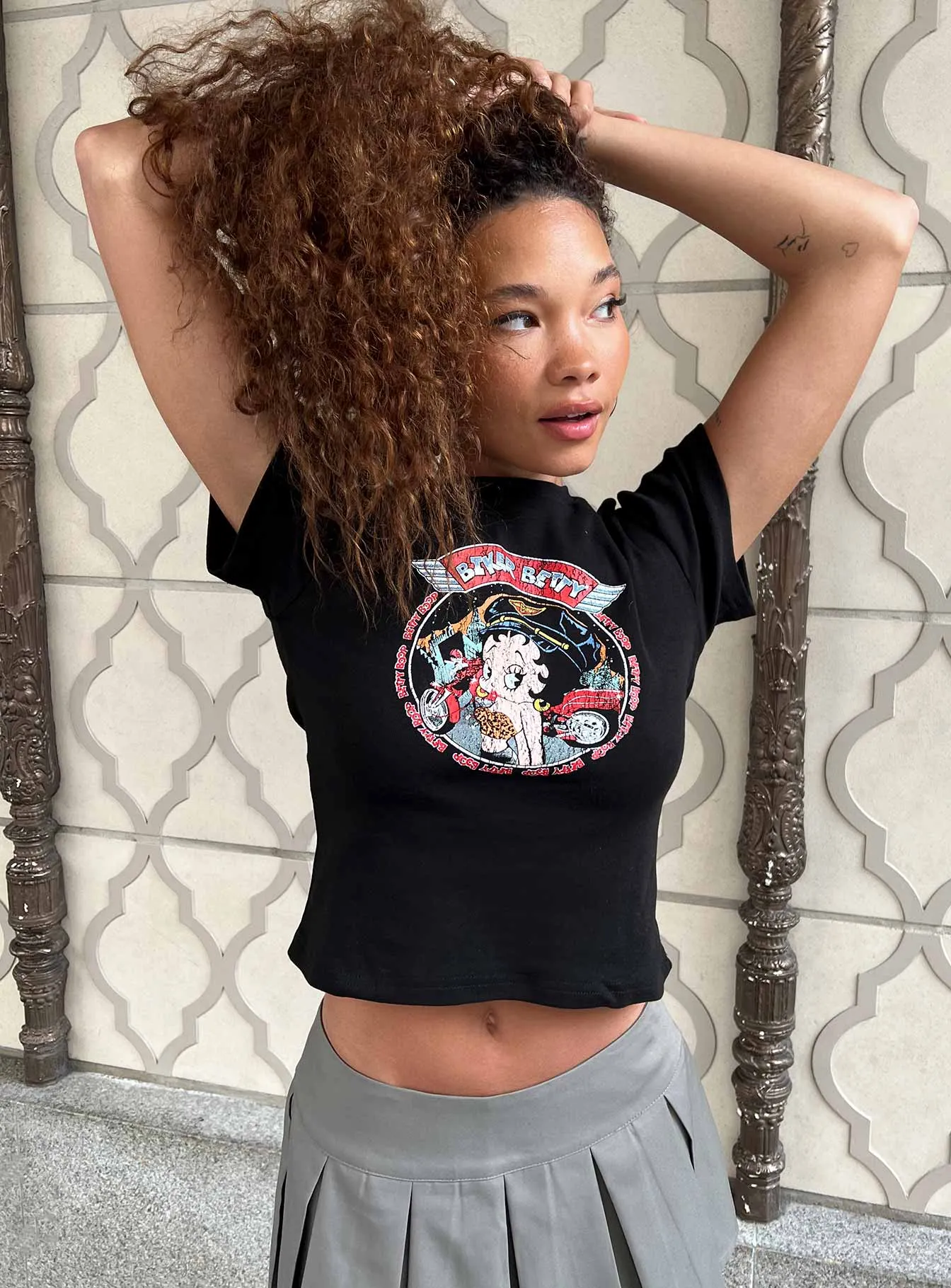 Travel convenience Betty Boop Biker Tee Black