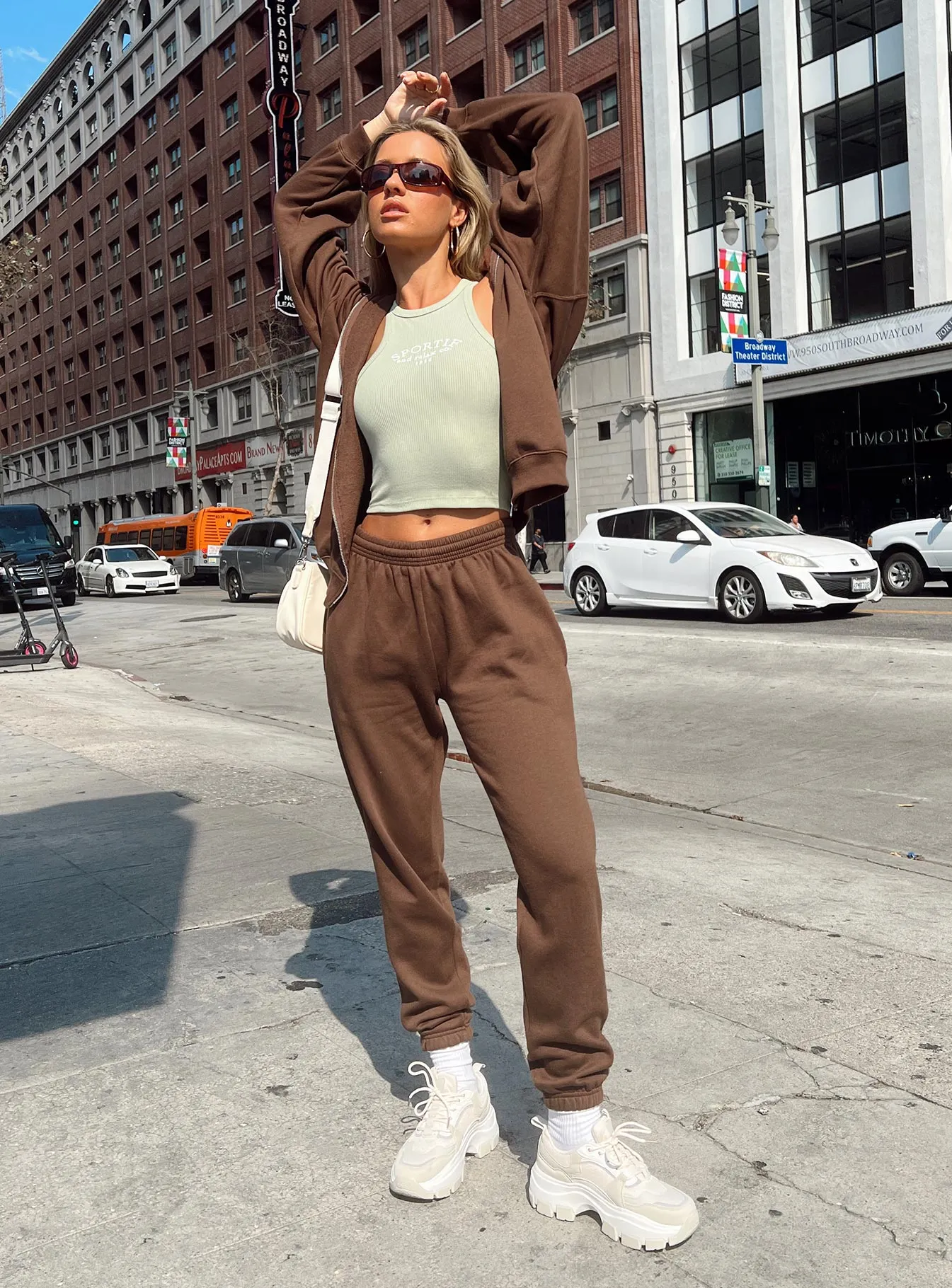 Renna Track Pants Brown Thermal Lining Quick Dry Fit