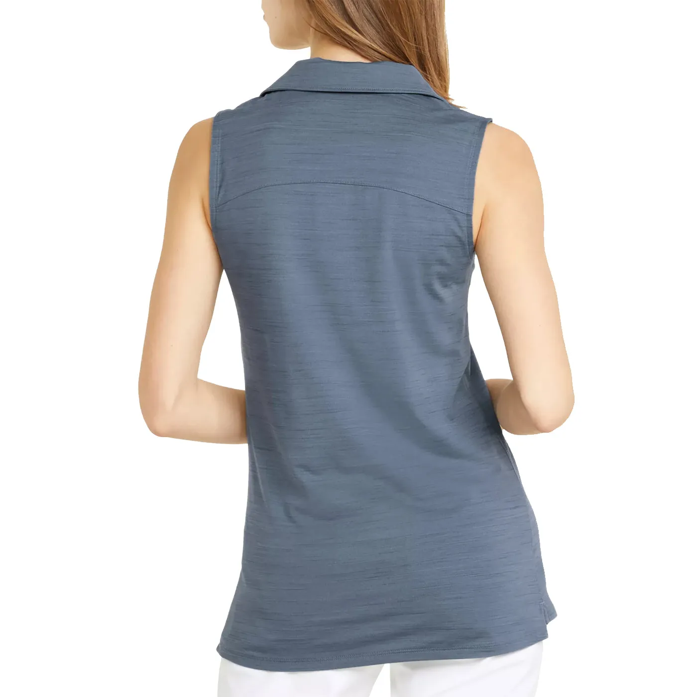 Puma Women's CLOUDSPUN Coast Sleeveless Golf Polo - Evening Sky Heather ReinforcedKnees