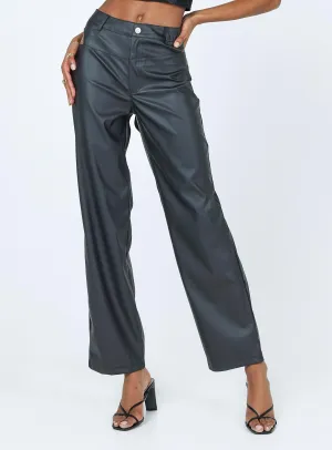 Desire Hip Cut Out PU Pants Black Tear Resistant Fabric