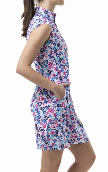 Simple Flow Geometric-pattern New San Soleil Solstice Cool 36" Sleeveless Print Dress - Jungle. MSP$138