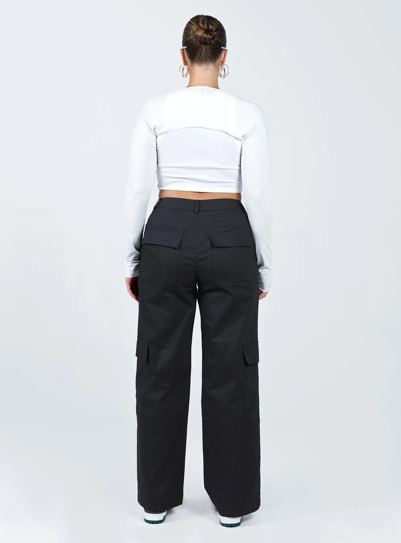 Luna Mid Rise Cargo Pants Black Smart Style anti slip grip