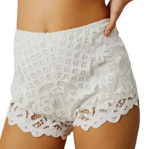 Floral Print Odor Resistant Treatment Women's Lace Mini Short,White