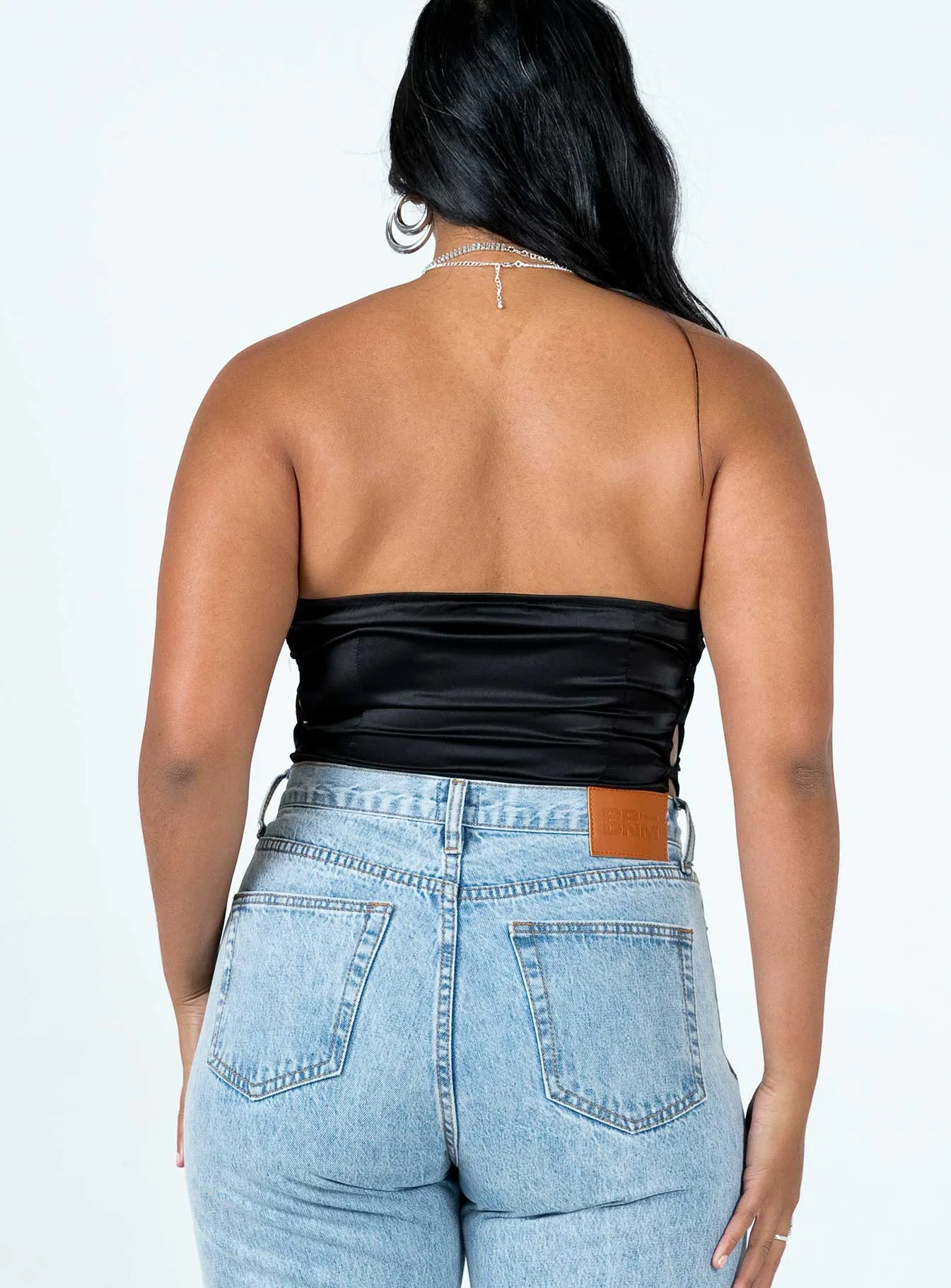 basic bodysuit blue bodysuit Benko Strapless Bodysuit Black