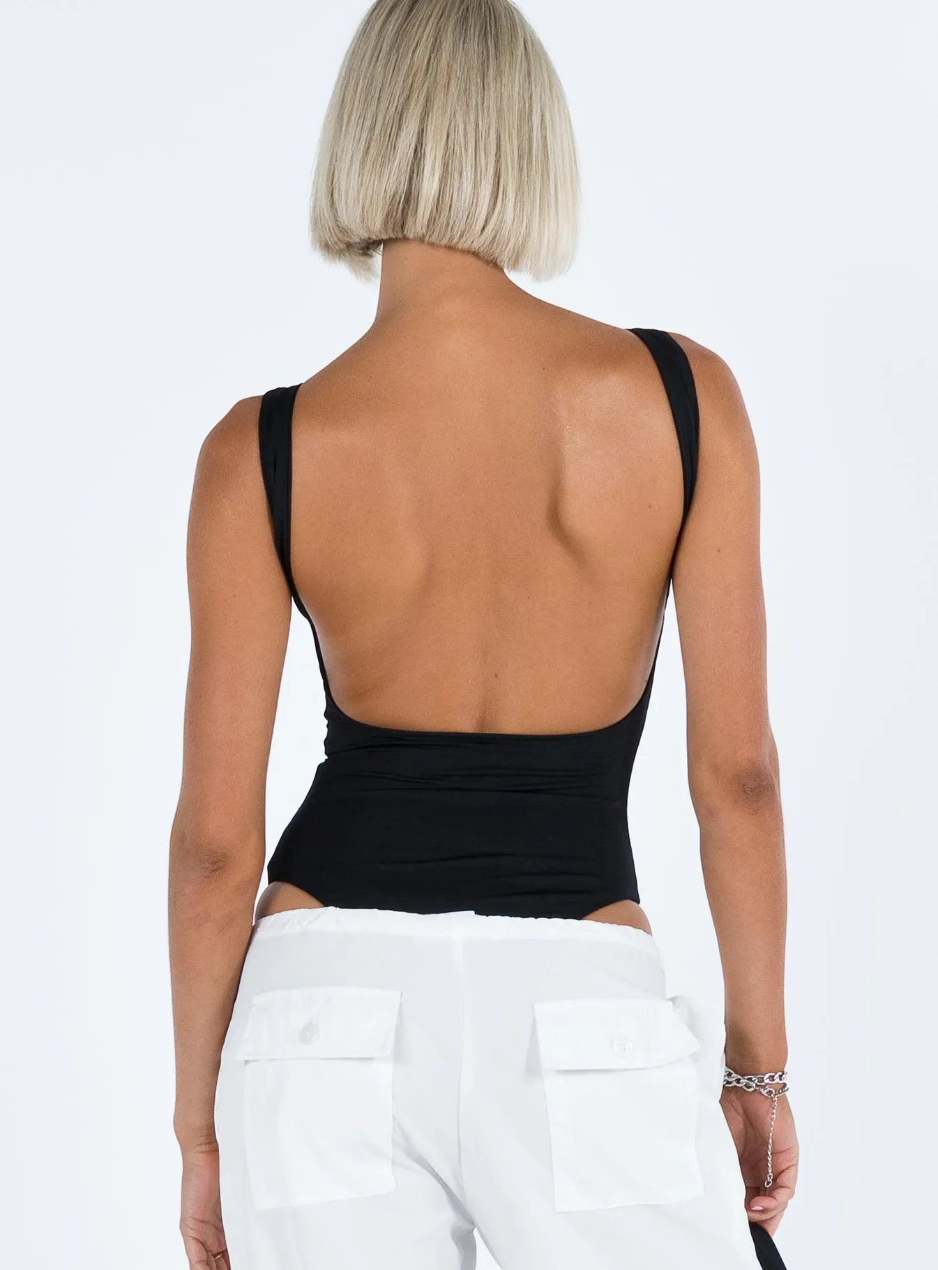 Coomba Backless Bodysuit Black sexy bodysuit classic bodysuit