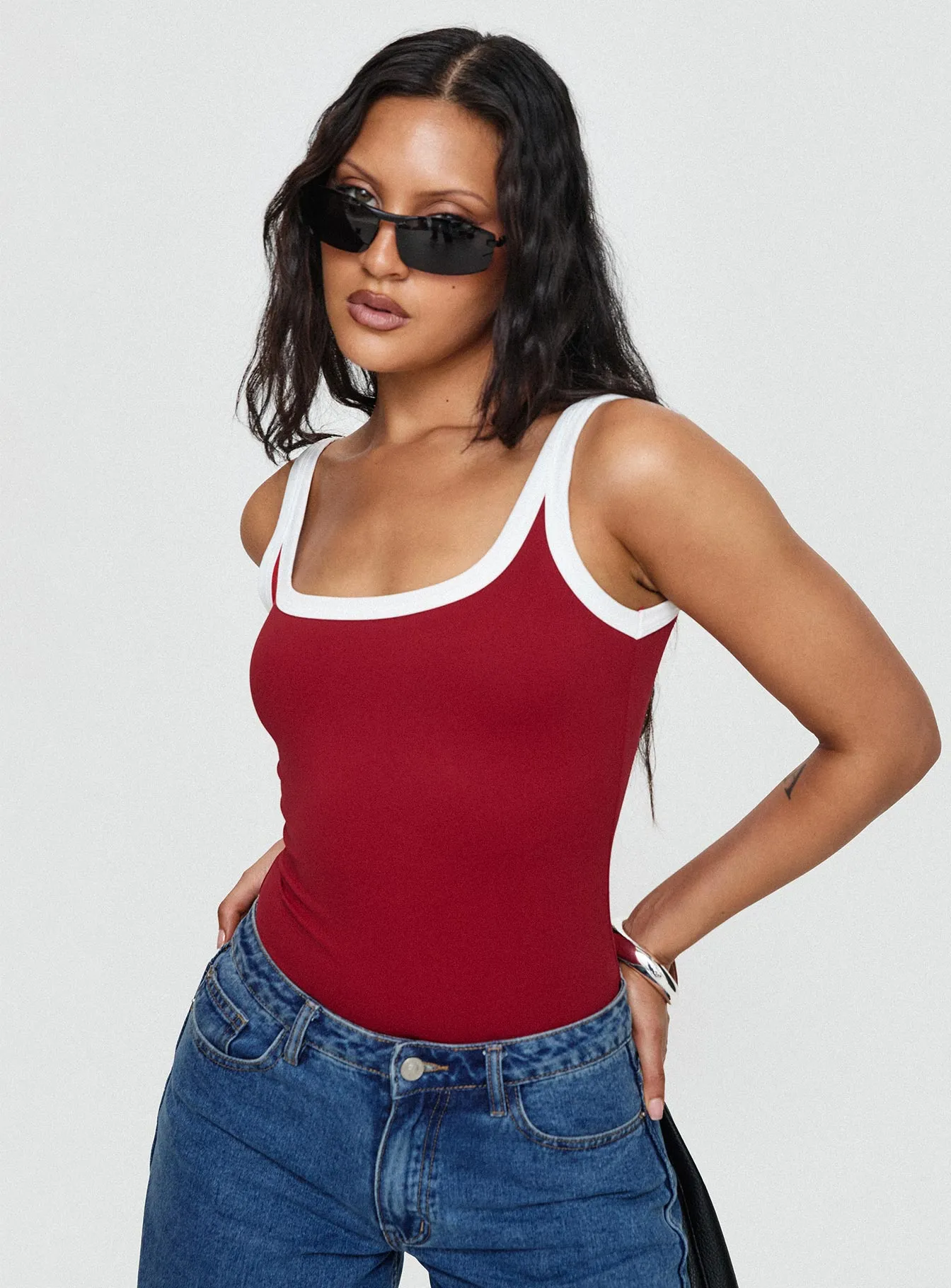 Astrea Bodysuit Red / White classic bodysuit sexy bodysuit