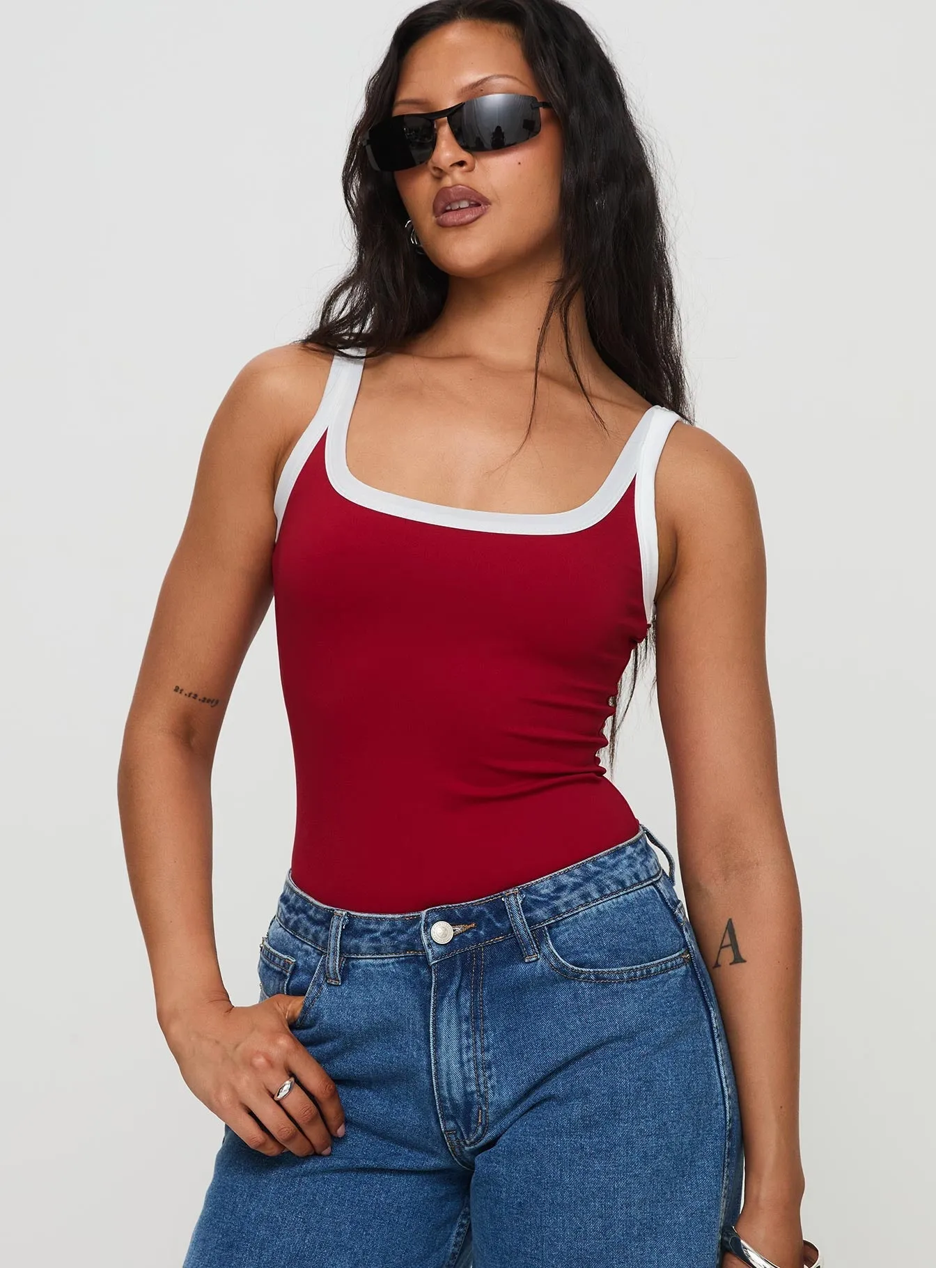 bridal bodysuit influencer bodysuit Astrea Bodysuit Red / White