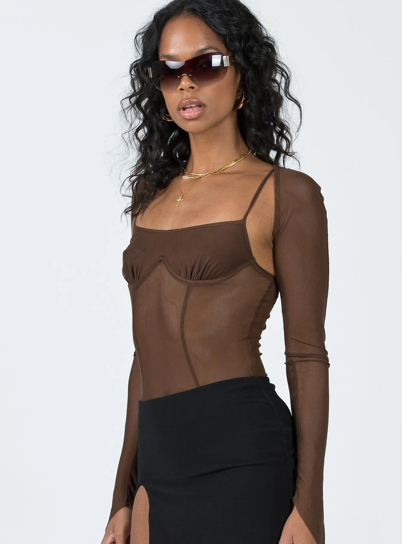 party bodysuit Buena Bolero Bodysuit Chocolate