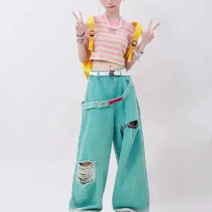 MoistureControl Fabric Eco Wear American Retro Tattered Jeans Jeans
