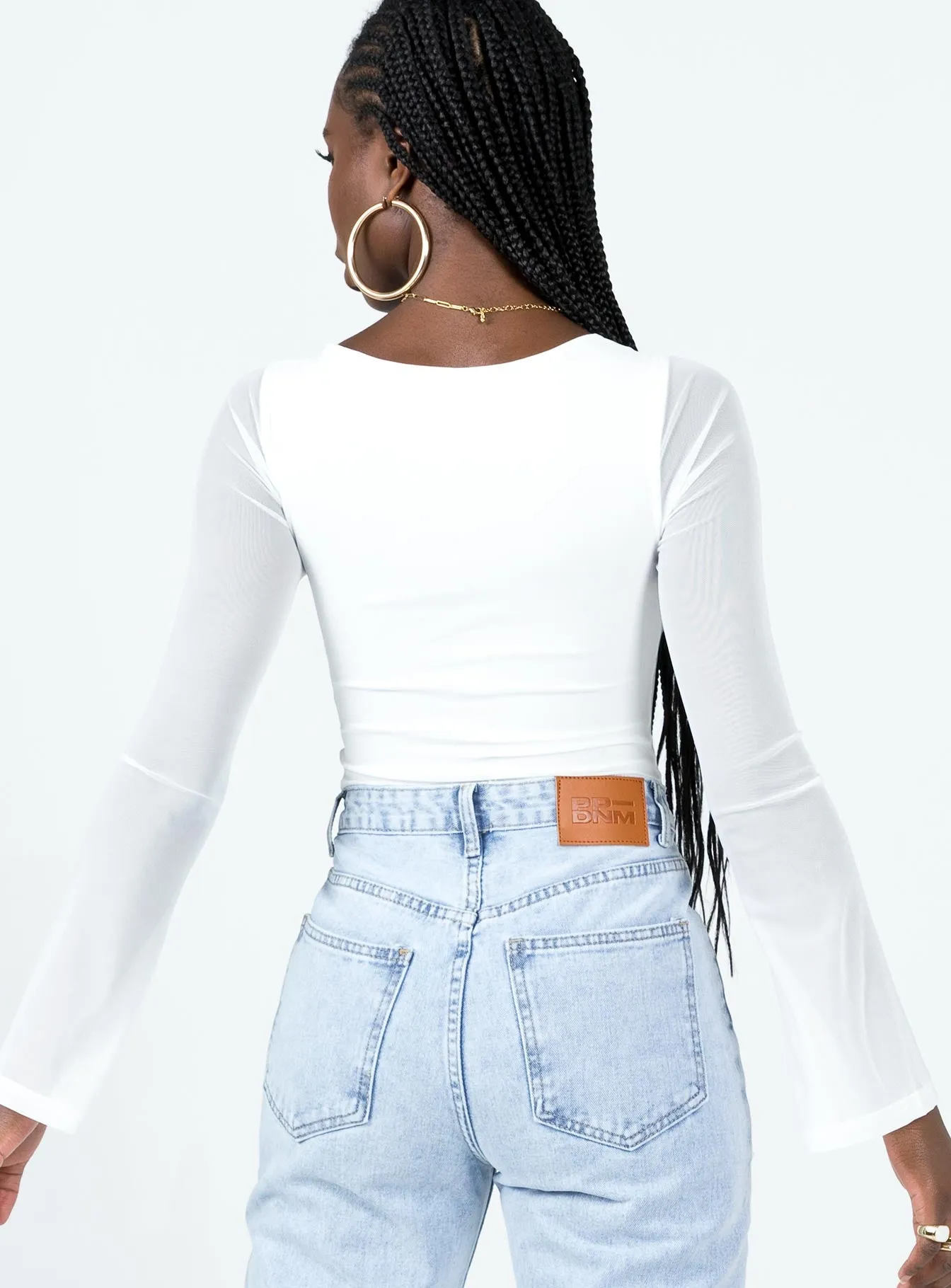 Jacob Long Sleeve Bodysuit White beige bodysuit