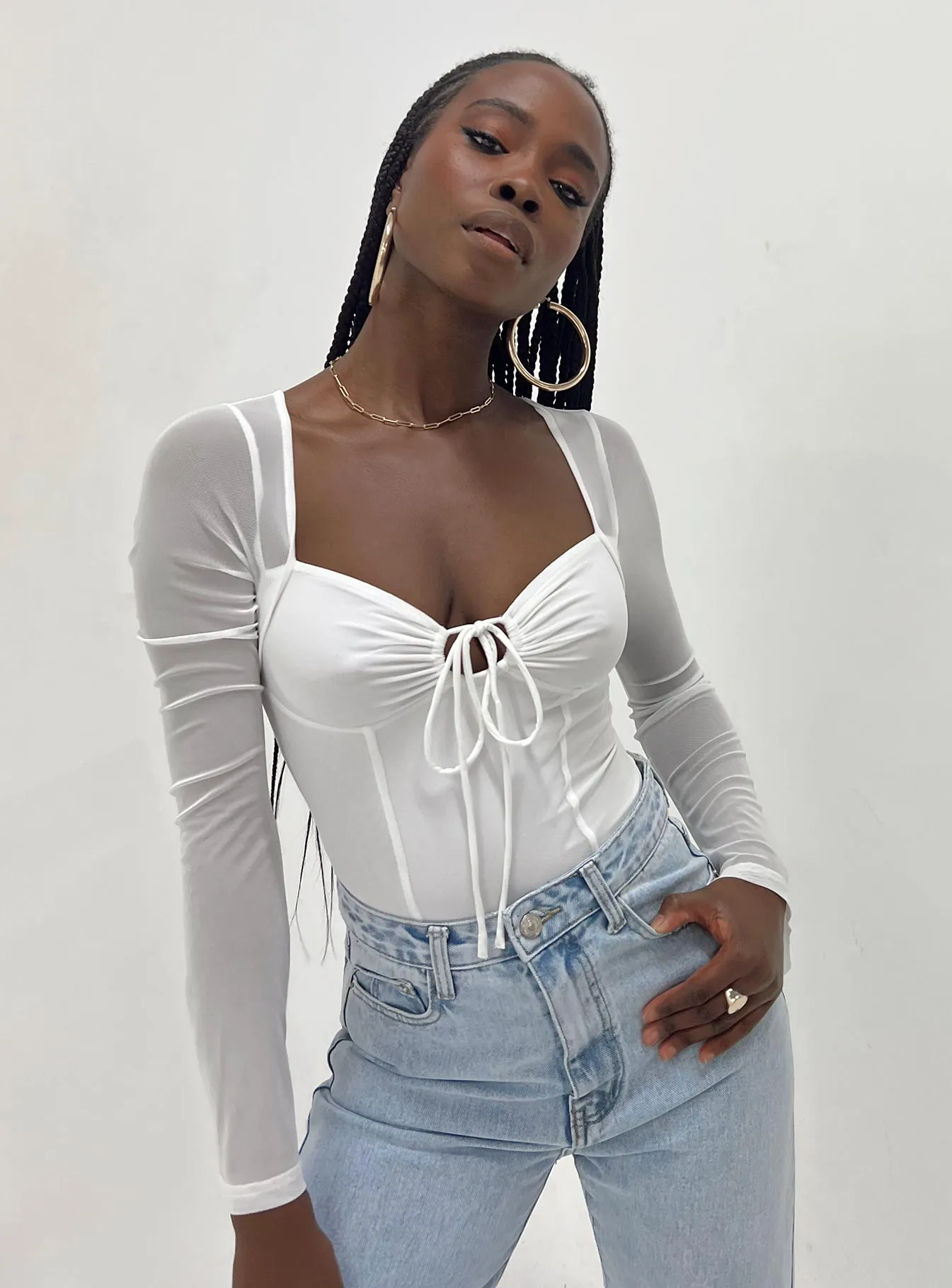 Jacob Long Sleeve Bodysuit White daily bodysuit classic bodysuit