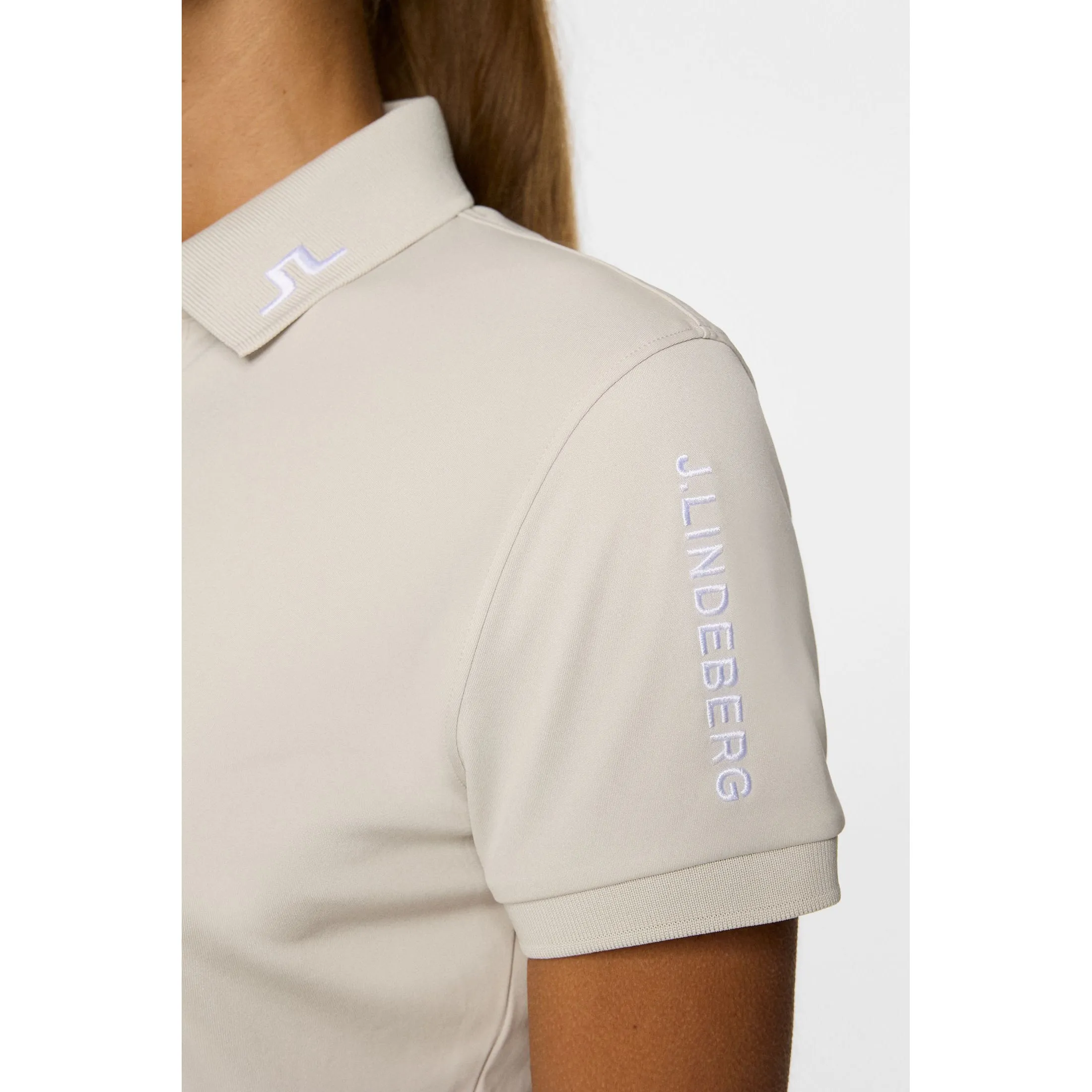 J.Lindeberg Women's Tour Tech Golf Polo Shirt - Moonbeam Soft Inner Lining