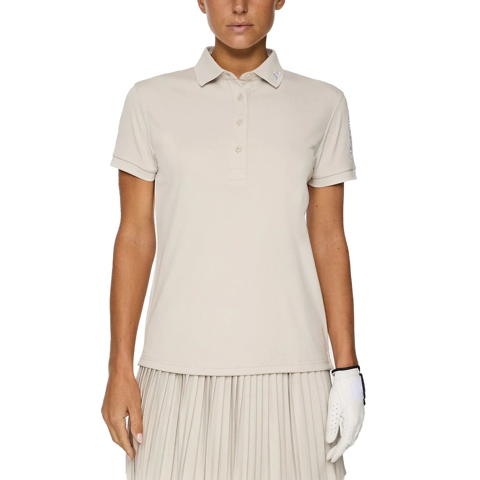 WindproofInterior Weekend Style J.Lindeberg Women's Tour Tech Golf Polo Shirt - Moonbeam