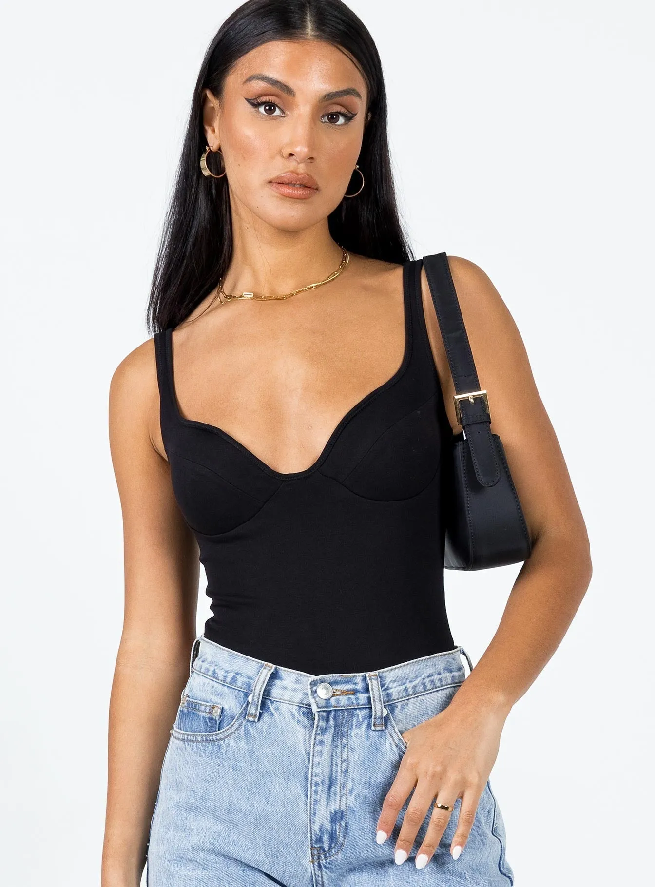 Wilana Bodysuit Black silk bodysuit
