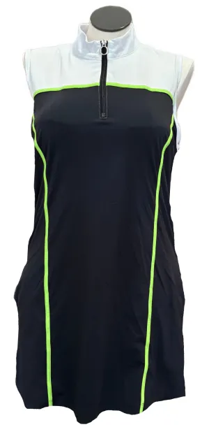 Kinona White & Black Women's Sleeveless Golf Dress w/Green Outlining Size XL Simple Spirit Elegant Everyday