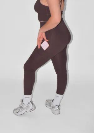 Tummy Control Panel Pocket Leggings 2.0 - Espresso