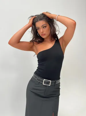 Shallie One Shoulder Bodysuit Black chic bodysuit green bodysuit