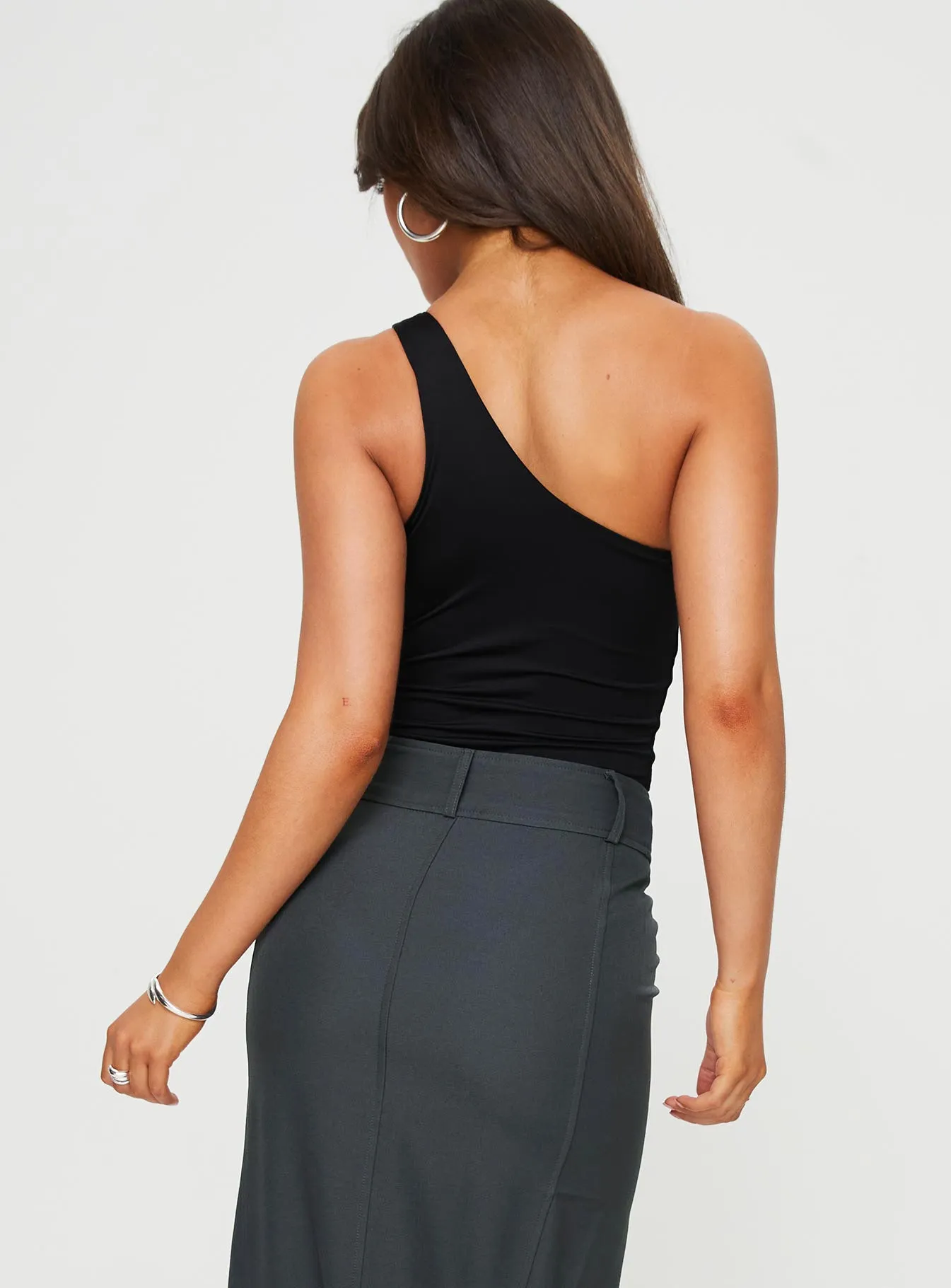 bodysuit with jeans Shallie One Shoulder Bodysuit Black