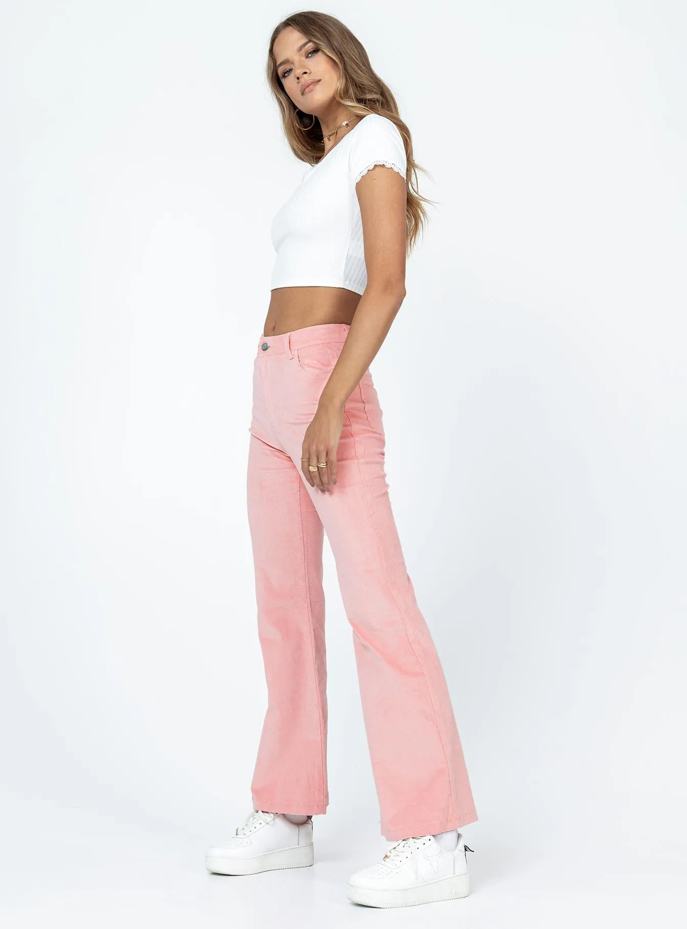 Nadia Pants Pink Flexible Look Belt loops