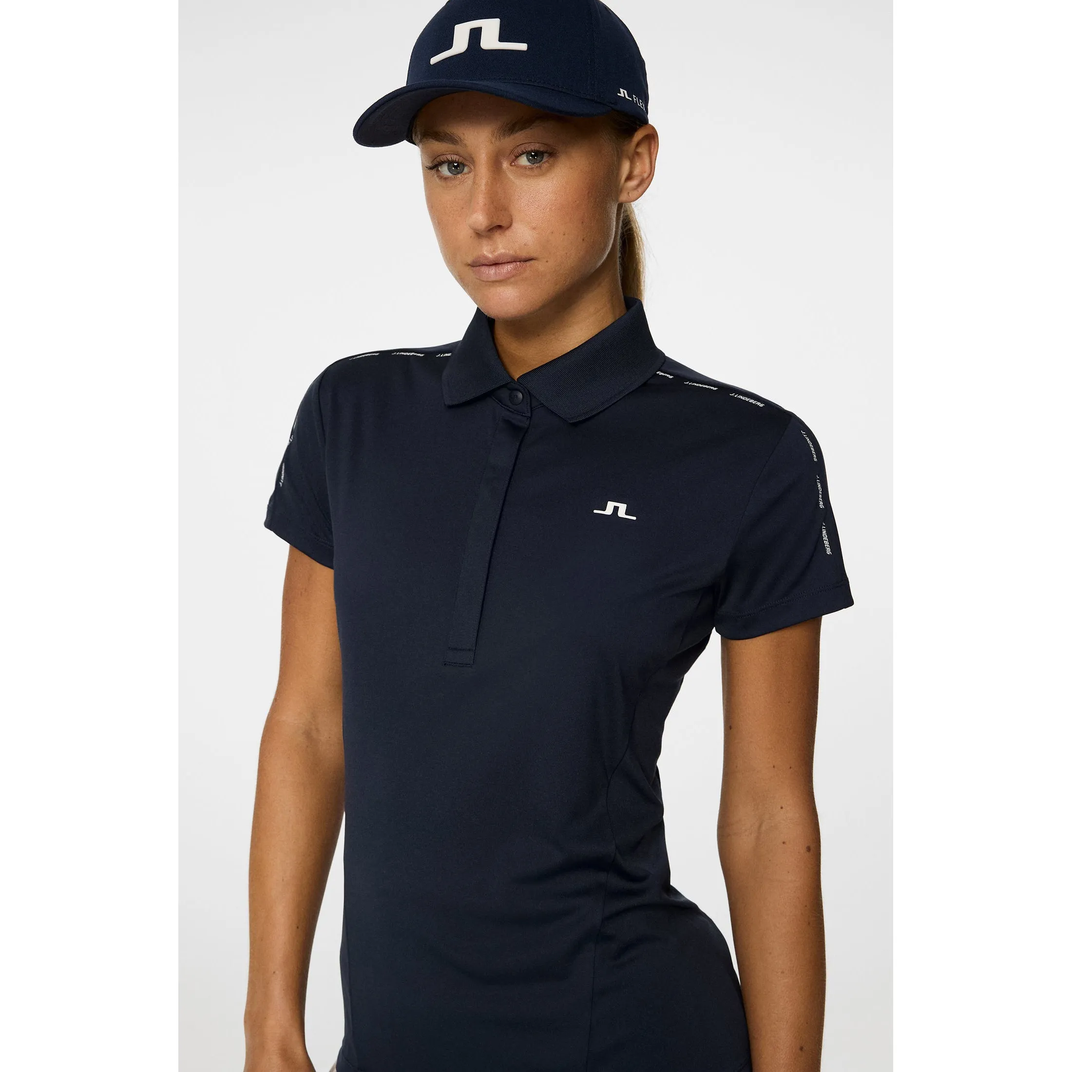 QuickRelease Closures Light Fabric J.Lindeberg Women's Jessa Golf Polo Shirt - JL Navy