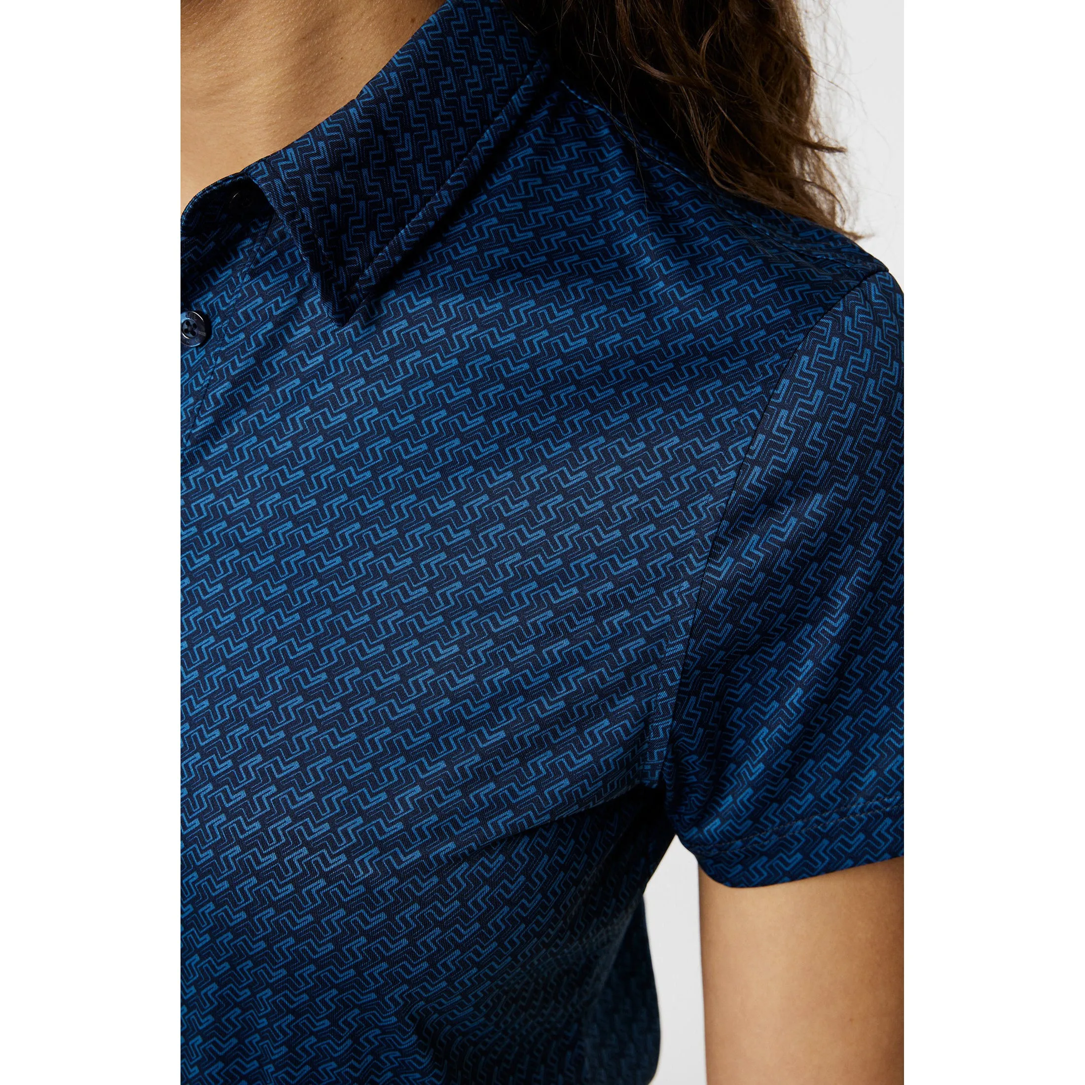 J.Lindeberg Women's Caitlyn Golf Polo Shirt - Shadow Bridge Navy EcoConscious Production ButterySoftTexture