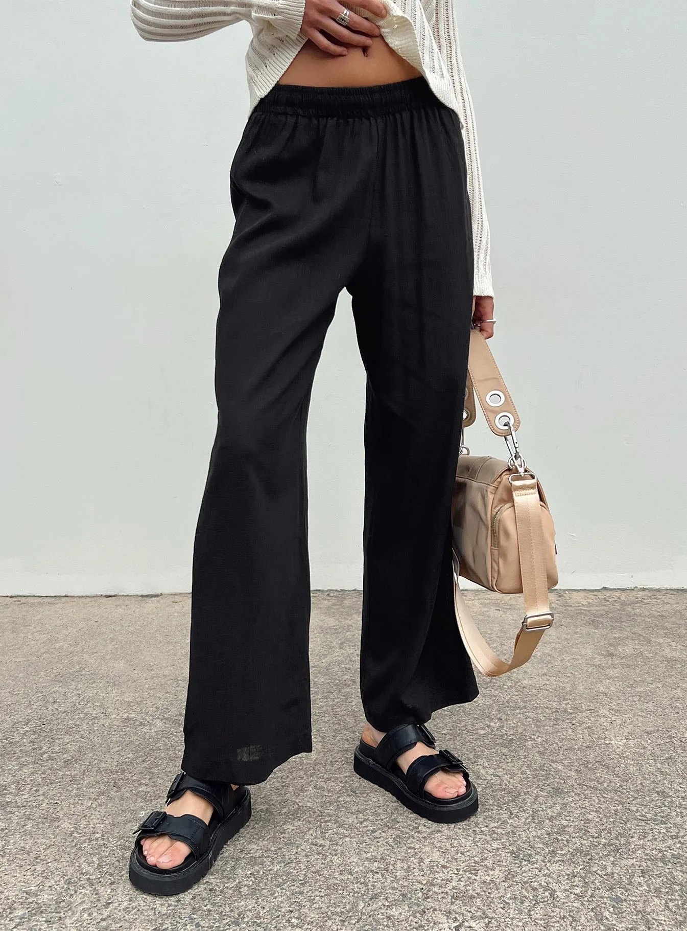 Versatile Comfort Wear Utility Style Louis Linen Blend Pants Black