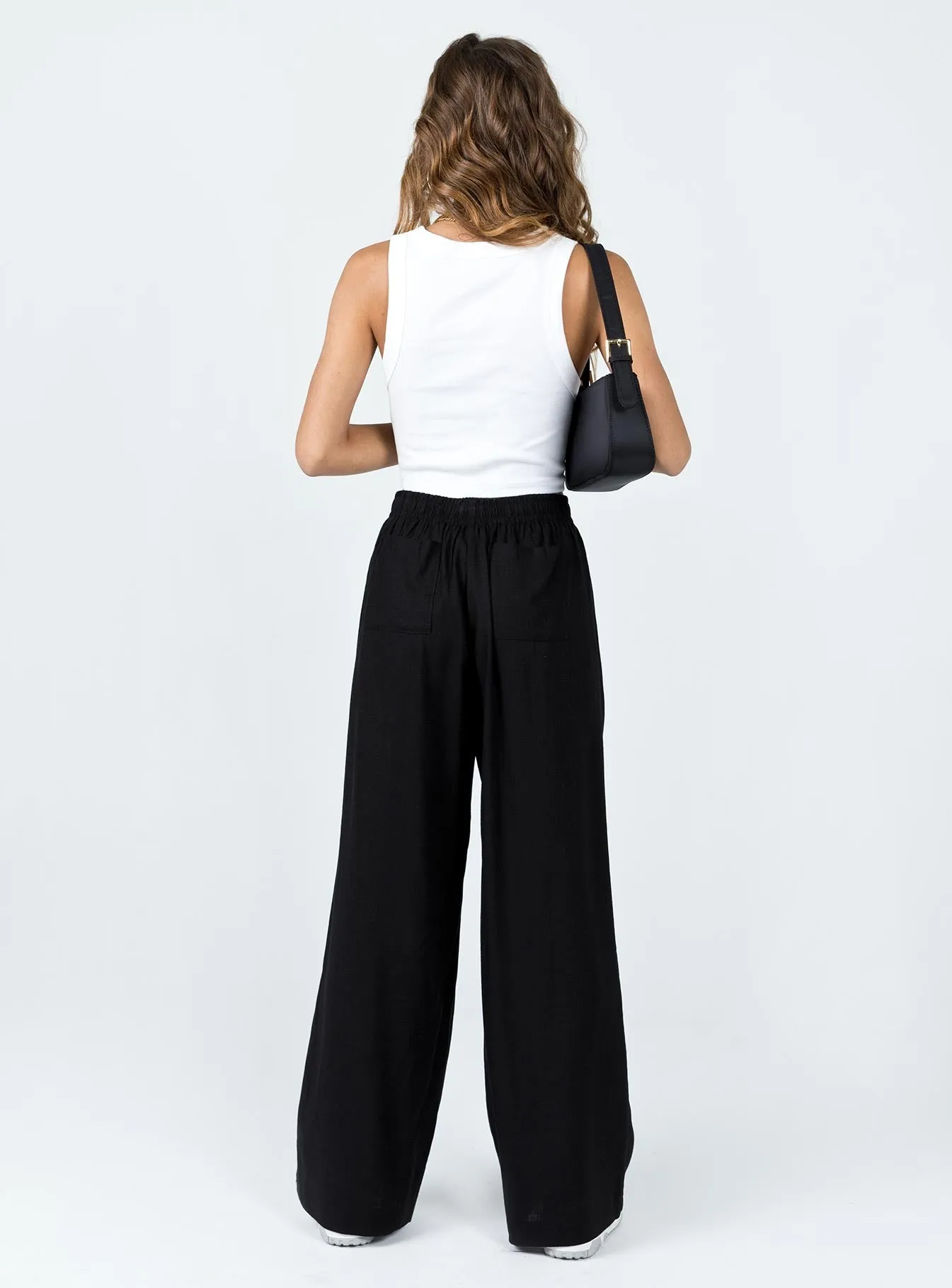 Louis Linen Blend Pants Black Easy Stretch