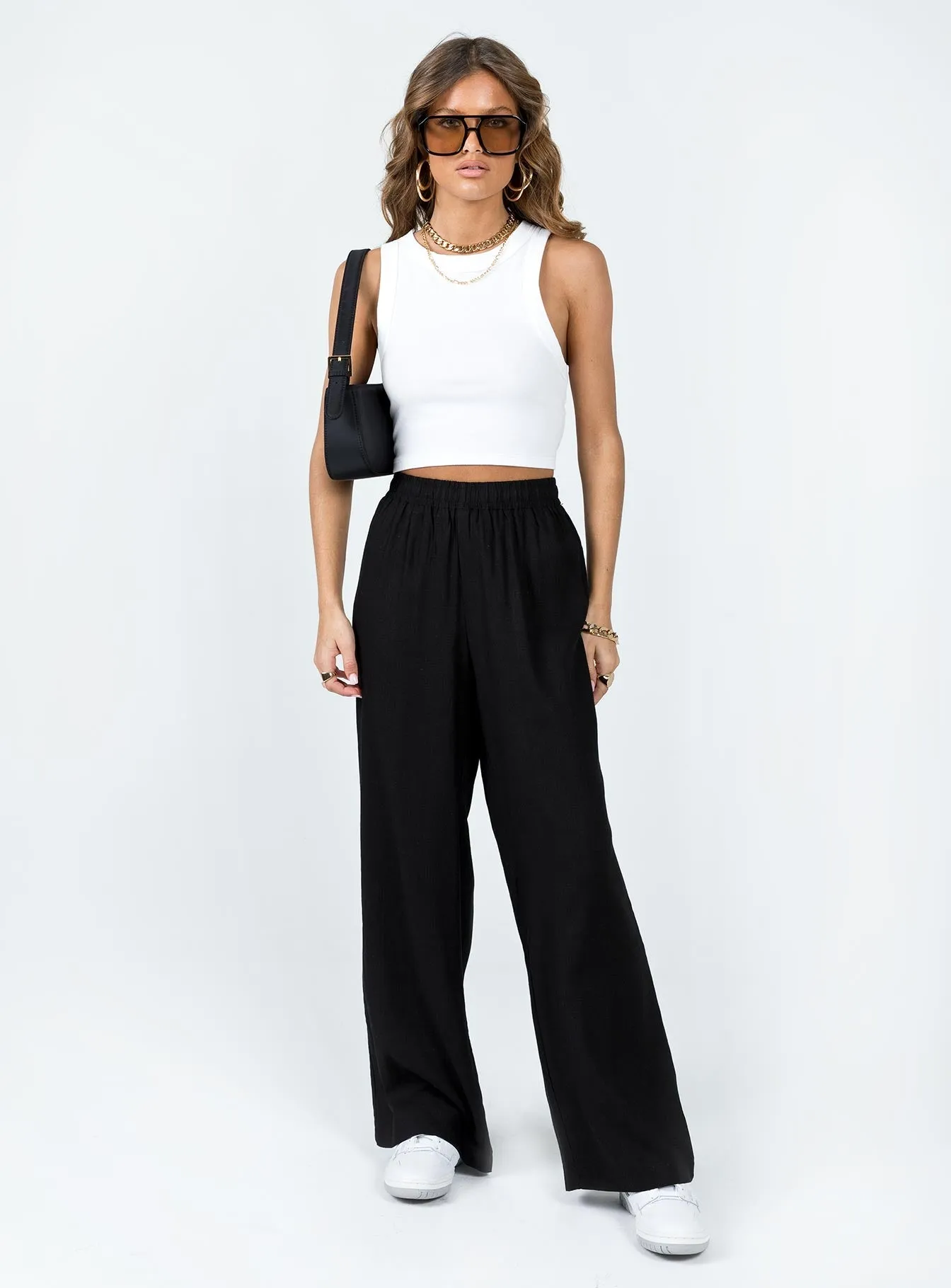 Louis Linen Blend Pants Black Anti Pilling Surface