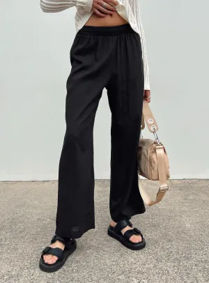 Versatile Comfort Wear Utility Style Louis Linen Blend Pants Black