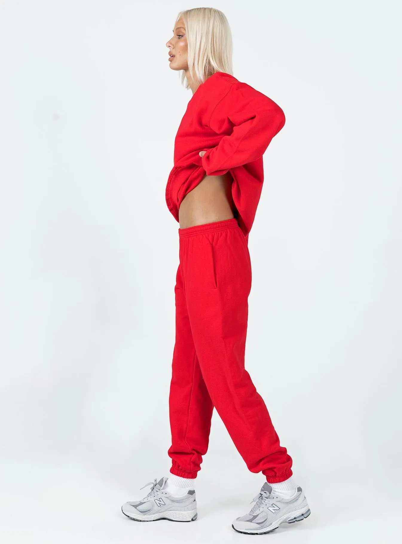 Mid-rise fit Meika Track Pants Red