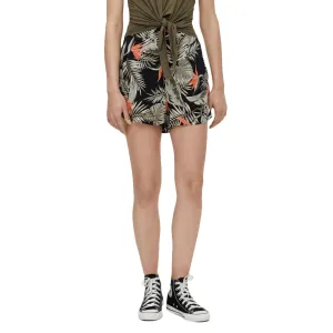 Women's Printed Short,Black Double Layered Panels Quick Access Zip Pockets