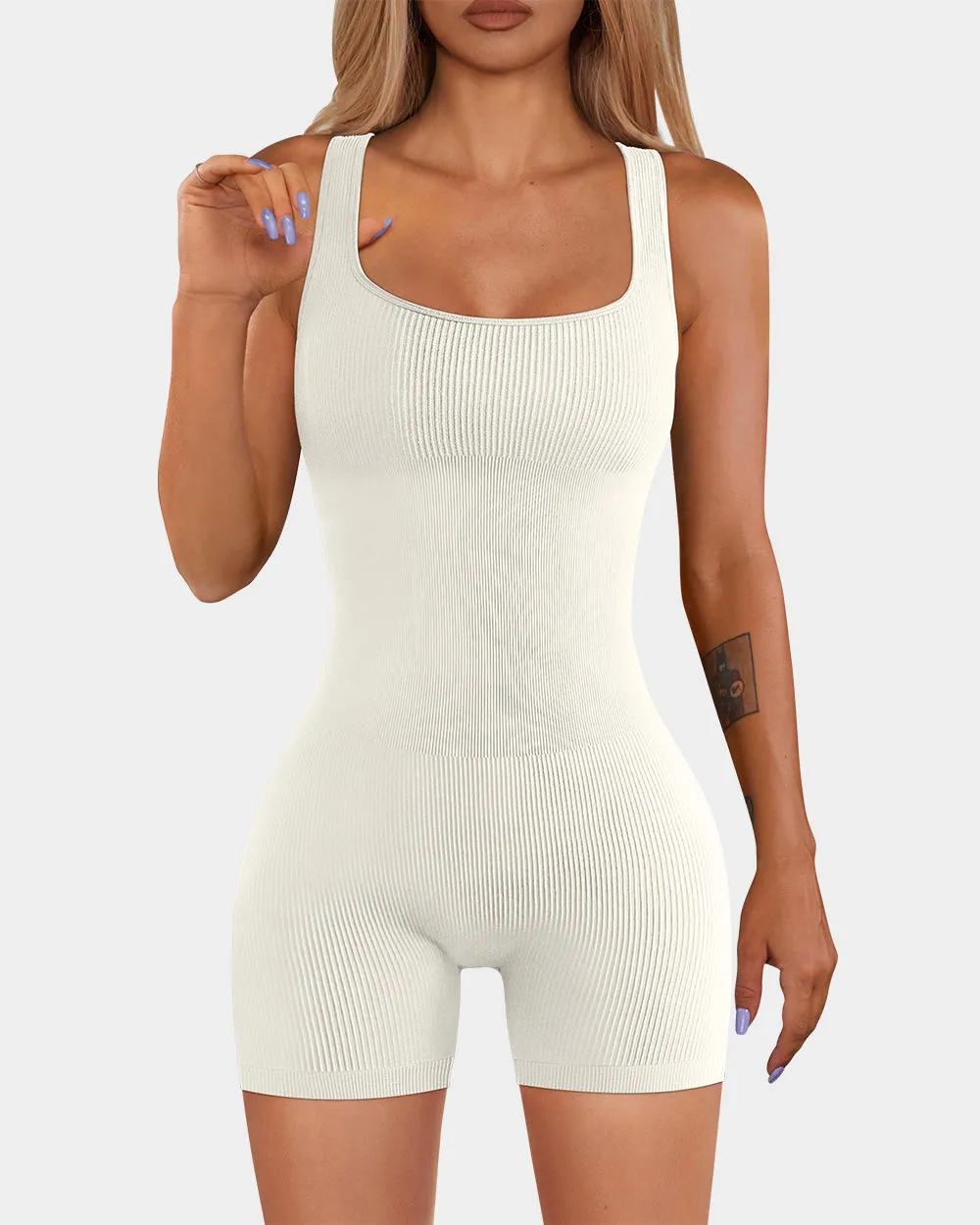 Sport Basic Sporty Home Square Neck Sleeveless Romper
