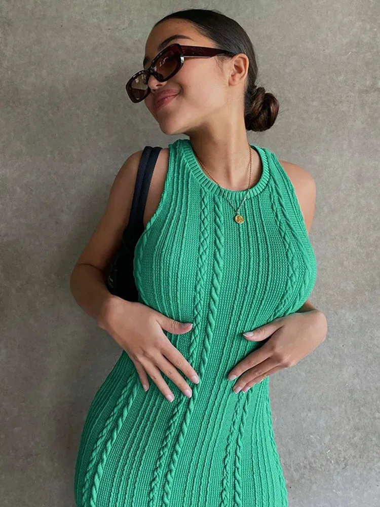 New Spring Fashion Casual Knitted Sleeveless Round Neck Ladies Dresses 2020 Elegant Women Clothing Refined Cut Chic Layers