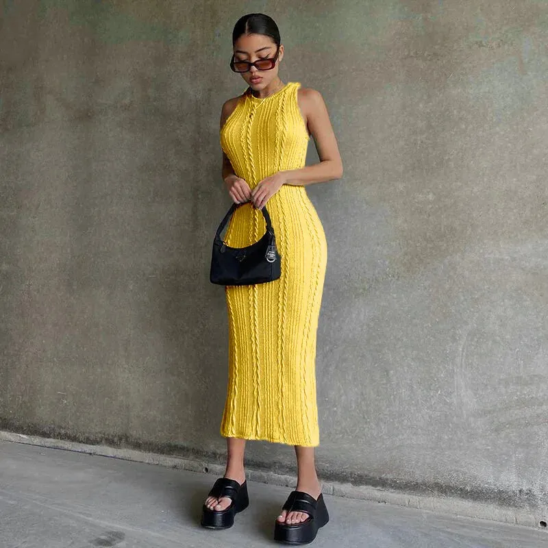 Best-Seller New Spring Fashion Casual Knitted Sleeveless Round Neck Ladies Dresses 2020 Elegant Women Clothing